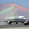 The new European champions were welcomed back to Lisbon by coloured water cannons