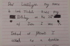 This little girl asked for a donation to an Irish charity instead of birthday presents