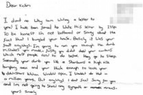 A copy of the handwritten letter released by the West Yorkshire Police.