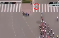 Oblivious pedestrian causes The Great Fall of China