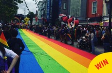 Grand Parade in Cork was covered by a gigantic rainbow flag for Pride today