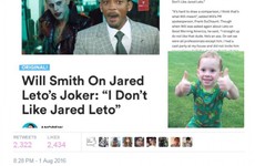 An article saying Will Smith dissed Jared Leto is going viral, but it's totally fake