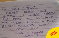 This guy got into a drunken argument with himself after leaving a helpful note