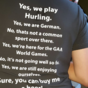 This German hurler's t-shirt pretty much wins the GAA world games