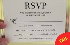 The layout of this wedding invitation is deeply unfortunate