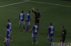 No craic referee sends off defender for celebrating hat-trick goal in style