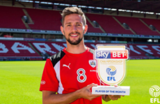 Irish midfielder Hourihane's superb form recognised with Championship Player of the Month award