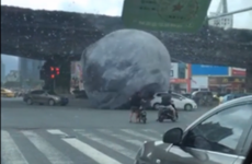 A gigantic inflatable moon is causing havoc in China