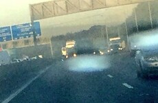 An articulated truck is blocking part of the M50 in Dublin