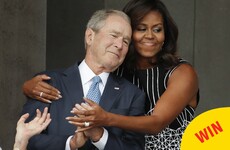 This picture of Michelle Obama hugging George W Bush has become a glorious meme