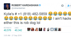 Rob Kardashian just tweeted Kylie Jenner's phone number in a row over a baby shower