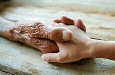 "My four-year-old son got up on the stool, held my father's hand, and kissed him"