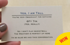 This tall teen made business cards to give to people asking about his height