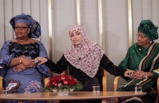 Three women accept Nobel Peace Prize