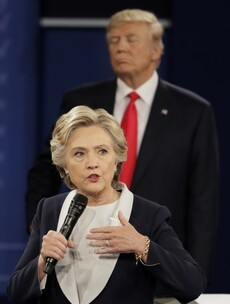 Hillary Clinton has accused Donald Trump of "stalking" her during their tv debate