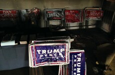 Trump accuses "animals representing Clinton" of firebombing Republican offices