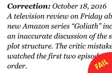 The New York Times issued the best correction after a reviewer's morto mix up