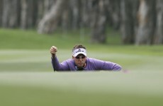Purple reign: Ian Poulter surges into the lead in Australia