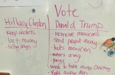 A US primary teacher got her students to write out what they know about the Presidential candidates