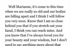 Leonard Cohen's recent letter to his ex-girlfriend before she died is heartbreaking