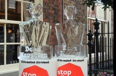 Melting climate change ice sculptures of Enda Kenny and Denis Naughten are on the move outside the Dáil