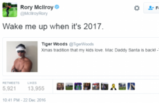 Rory McIlroy is very unimpressed with Tiger Woods' bizarre 'sexy Santa' outfit... It's the Dredge