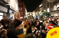 Gavin James joined Glen Hansard for the traditional Christmas Eve busk on Grafton Street