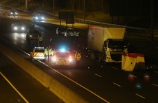 Pedestrian knocked down and killed by articulated lorry on M50