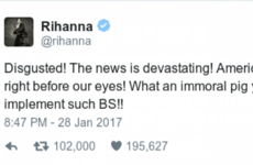 Rihanna tweeted that Trump is an 'immoral pig' in response to his 'Muslim ban'