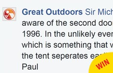 An Irish camping shop handled a comedian's 'tent emergency' perfectly on Facebook