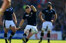 Scotland's Finn Russell conjured a bizarre conversion miss from in front of the posts earlier