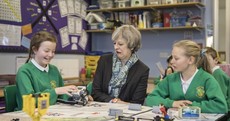 Theresa May didn't look too impressed with a student's Lego robot