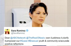 An ex Grey's Anatomy actress has spoken out against a bisexual joke on a US sitcom