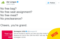 Aer Lingus gave Norwegian Air a masterclass in sass on Twitter this evening