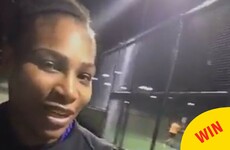 Serena Williams stopped to play tennis with two lads while out walking her dog last night