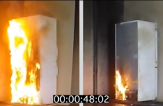 Video shows how quickly a fridge fire can spread when it gets set alight