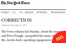 This New York Times correction about Cork is truly something else