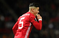Watch: Marcos Rojo eats a banana during Man United's Europa League win