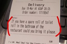 A Dublin pizza place fulfilled someone's request for a 'spare toilet roll' on their Just Eat order