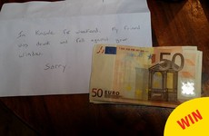 This lovely letter was dropped into a house in Kinsale after a group accidentally broke the window