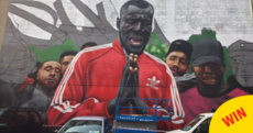 A massive mural of Stormzy has gone up in Smithfield to welcome him to town