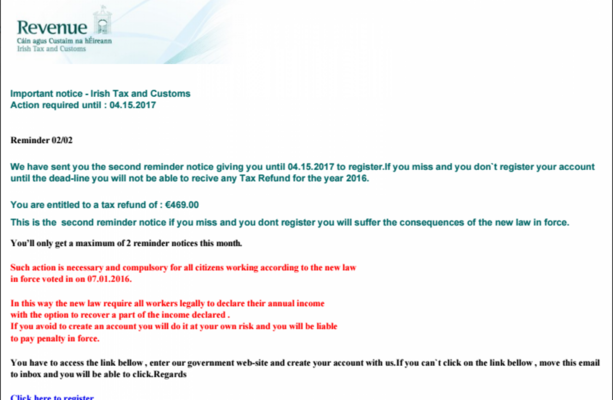 Mms Now Trying To Scam Irish >> Revenue Warns Of New Scam That Claims Taxpayers Are Due A Tax Refund Mms Now Trying To Scam Irish >> Revenue Warns Of New Scam That Claims Taxpayers Are Due A Tax Refund