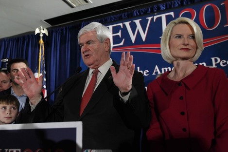 Newt Gingrich and his wife Callista last night