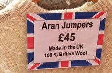 A gift shop in the UK is selling 'British' Aran jumpers
