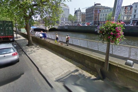 The boardwalk on Bachelor's Quay along the River Liffey where the incident took place