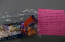 An Irish couple gave out this lovely package to passengers when flying with their baby