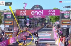 The awkward moment you're celebrating a stage win but don't realise there's still a lap to go