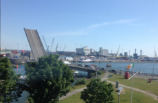 The East Link Bridge in Dublin was stuck upright for nearly an hour this morning