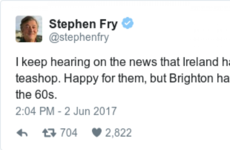 Stephen Fry made a joke about Ireland's 'first openly gay teashop' and some people took him too literally
