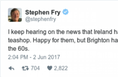 Stephen Fry made a joke about Ireland's 'first openly gay teashop' and some people took him too literally